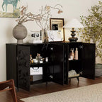 Famapy 4 - Cómoda con superficie decorada con rombos de 4 puertas para el almacenamiento en la sala de estar