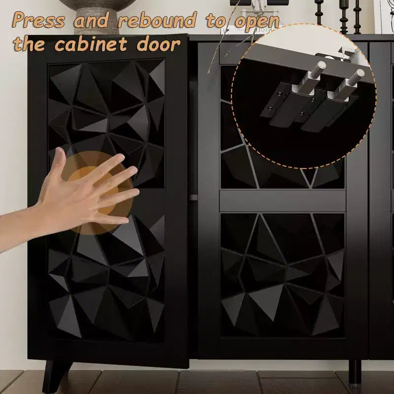 Famapy 4 - Cómoda con superficie decorada con rombos de 4 puertas para el almacenamiento en la sala de estar