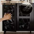 Famapy 4 - Cómoda con superficie decorada con rombos de 4 puertas para el almacenamiento en la sala de estar