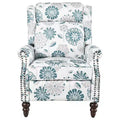 Christopher Knight Home Barnn 29.75 Upholstered Push Back Recliner Chair with Classic Wing Back, White/Blue