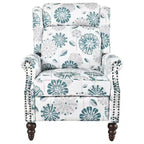 Christopher Knight Home Barnn 29.75 Upholstered Push Back Recliner Chair with Classic Wing Back, White/Blue