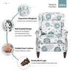 Christopher Knight Home Barnn 29.75 Sillón Reclinable Tapizado con Respaldo Empujable y Respaldo de Orejas Clásico, Blanco/Azul