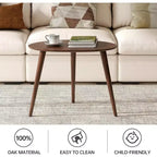 GDFStudio Mesa de centro ovalada de madera maciza de roble Beau Mid-Century Modern de 25,59 pulgadas de ancho con tres patas