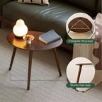 GDFStudio Mesa de centro ovalada de madera maciza de roble Beau Mid-Century Modern de 25,59 pulgadas de ancho con tres patas
