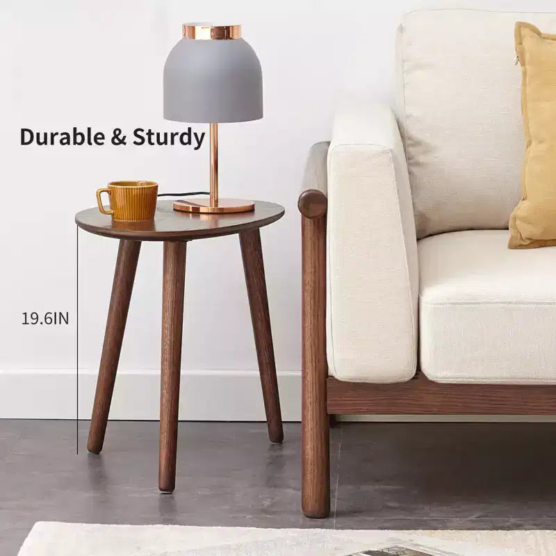 GDFStudio Mesa de centro ovalada de madera maciza de roble Beau Mid-Century Modern de 25,59 pulgadas de ancho con tres patas