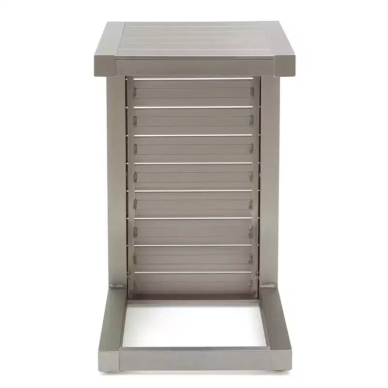 Mesa auxiliar MAYEERTY Mesa auxiliar moderna de aluminio de moda con almacenamiento, color plata