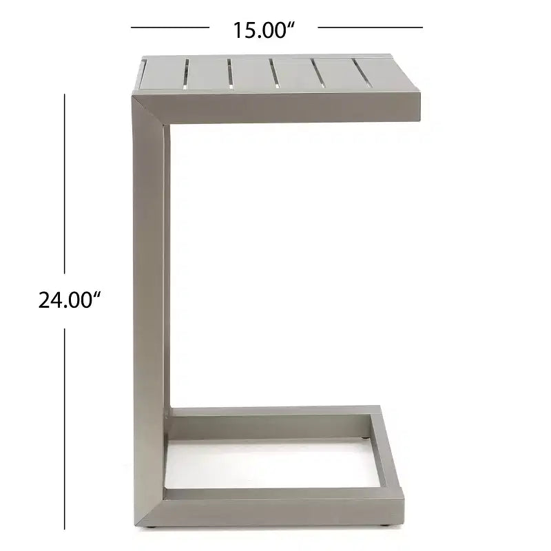 Mesa auxiliar MAYEERTY Mesa auxiliar moderna de aluminio de moda con almacenamiento, color plata