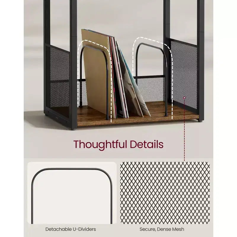 Tocadiscos de 3 niveles y mesa auxiliar - Capacidad para hasta 100 discos de vinilo, ideal para sala y dormitorio