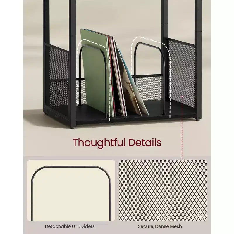 Tocadiscos de 3 niveles y mesa auxiliar - Capacidad para hasta 100 discos de vinilo, ideal para sala y dormitorio