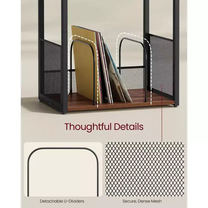 Tocadiscos de 3 niveles y mesa auxiliar - Capacidad para hasta 100 discos de vinilo, ideal para sala y dormitorio