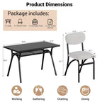 Juego de mesa de comedor WhizMax para 4 personas, mesa de cocina rectangular con 4 sillas Boucle, mesa de comedor con almacenamiento