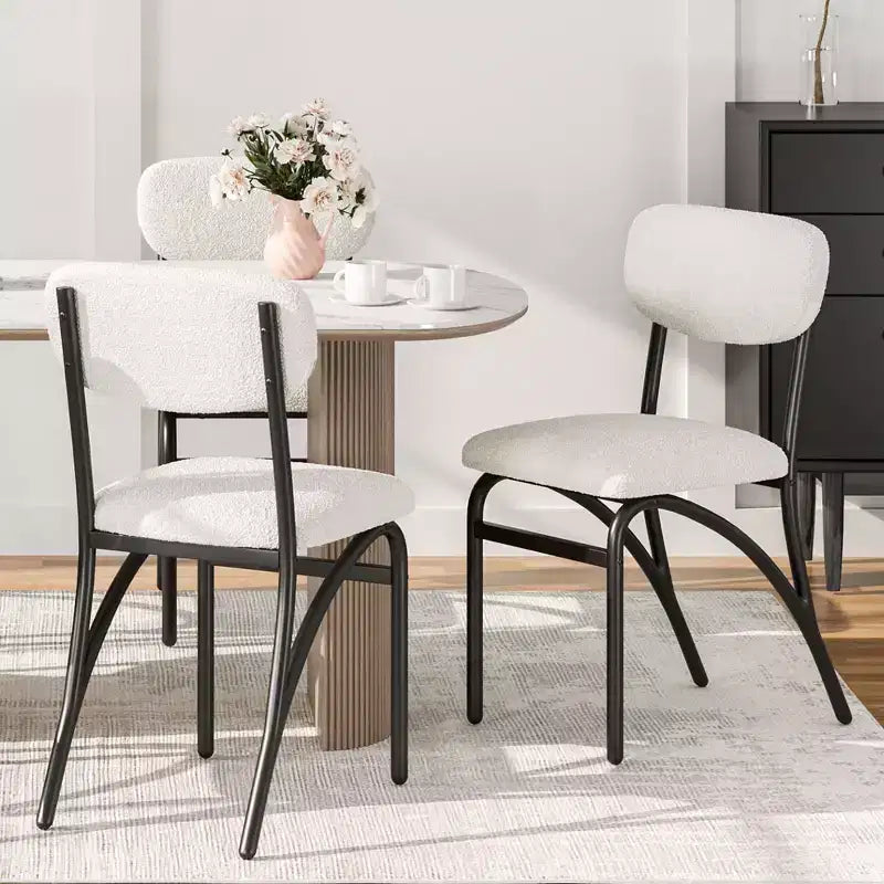 Juego de mesa de comedor WhizMax para 4 personas, mesa de cocina rectangular con 4 sillas Boucle, mesa de comedor con almacenamiento