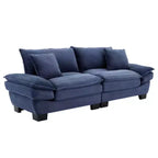 Elegante sofá de pana con asiento profundo: tamaño loveseat con almohadas y función de sofá cama