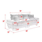 Elegante sofá de pana con asiento profundo: tamaño loveseat con almohadas y función de sofá cama