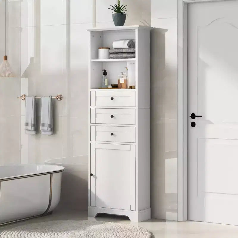 Armario de almacenamiento vertical Whisen con cajones y estantes ajustables para baño, estudio, oficina e interiores