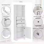 Armario de almacenamiento vertical Whisen con cajones y estantes ajustables para baño, estudio, oficina e interiores