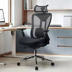 Silla de oficina ergonómica con reposacabezas 3D, apoyabrazos 2D, respaldo de malla, reclinación de 135 grados, silla de escritorio con capacidad de 330 lb y soporte lumbar dinámico