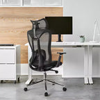 Silla de oficina ergonómica con reposacabezas 3D, apoyabrazos 2D, respaldo de malla, reclinación de 135 grados, silla de escritorio con capacidad de 330 lb y soporte lumbar dinámico
