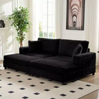 Mjkone Sillón Chaise Oversized para Interiores, Sofá Moderno Tapizado en Pana de 85 Pulgadas de Ancho con 2 Otomanas Móviles, Cómodo Sofá Perezoso