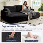 Mjkone Sillón Chaise Oversized para Interiores, Sofá Moderno Tapizado en Pana de 85 Pulgadas de Ancho con 2 Otomanas Móviles, Cómodo Sofá Perezoso