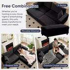 Mjkone Sillón Chaise Oversized para Interiores, Sofá Moderno Tapizado en Pana de 85 Pulgadas de Ancho con 2 Otomanas Móviles, Cómodo Sofá Perezoso