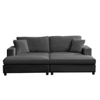 Mjkone Sillón Chaise Oversized para Interiores, Sofá Moderno Tapizado en Pana de 85 Pulgadas de Ancho con 2 Otomanas Móviles, Cómodo Sofá Perezoso
