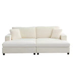 Mjkone Sillón Chaise Oversized para Interiores, Sofá Moderno Tapizado en Pana de 85 Pulgadas de Ancho con 2 Otomanas Móviles, Cómodo Sofá Perezoso
