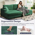 Mjkone Sillón Chaise Oversized para Interiores, Sofá Moderno Tapizado en Pana de 85 Pulgadas de Ancho con 2 Otomanas Móviles, Cómodo Sofá Perezoso