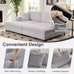 Mjkone Sillón Chaise Oversized para Interiores, Sofá Moderno Tapizado en Pana de 85 Pulgadas de Ancho con 2 Otomanas Móviles, Cómodo Sofá Perezoso