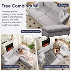 Mjkone Sillón Chaise Oversized para Interiores, Sofá Moderno Tapizado en Pana de 85 Pulgadas de Ancho con 2 Otomanas Móviles, Cómodo Sofá Perezoso