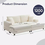 Mjkone Sillón Chaise Oversized para Interiores, Sofá Moderno Tapizado en Pana de 85 Pulgadas de Ancho con 2 Otomanas Móviles, Cómodo Sofá Perezoso