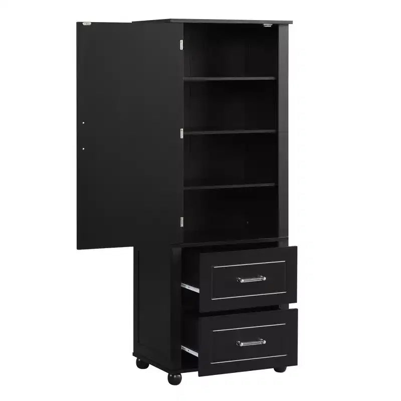 Whisen Mueble Alto de Almacenamiento para Baño, Armario Independiente con Dos Cajones y Estante Ajustable