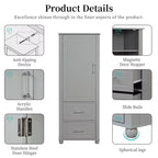Whisen Mueble Alto de Almacenamiento para Baño, Armario Independiente con Dos Cajones y Estante Ajustable