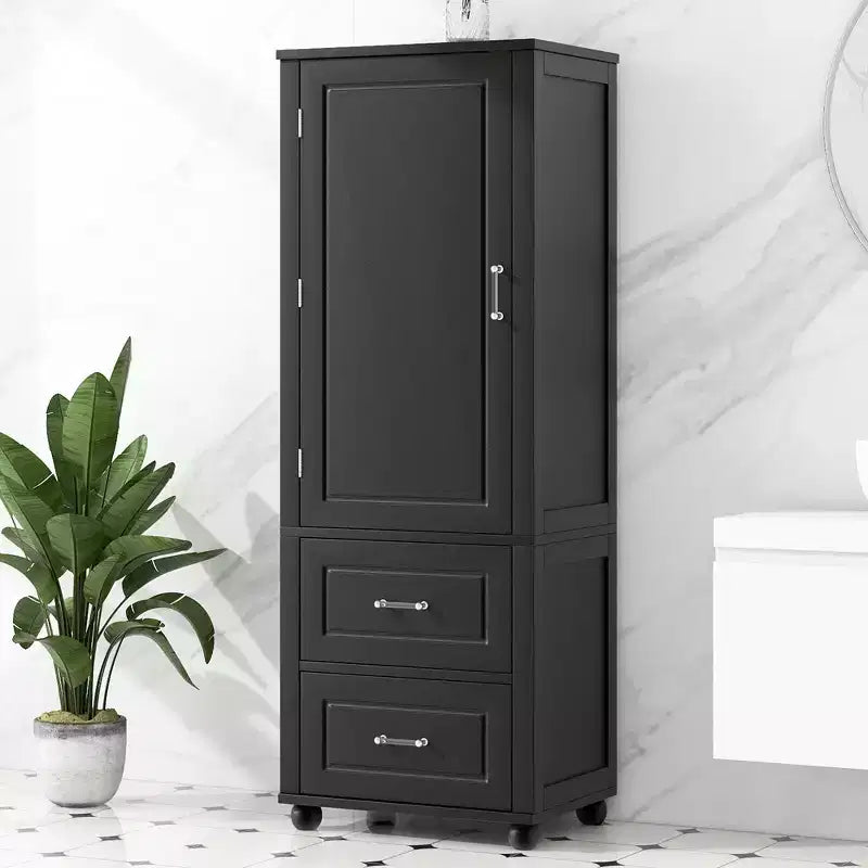 Whisen Mueble Alto de Almacenamiento para Baño, Armario Independiente con Dos Cajones y Estante Ajustable
