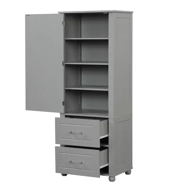 Whisen Mueble Alto de Almacenamiento para Baño, Armario Independiente con Dos Cajones y Estante Ajustable