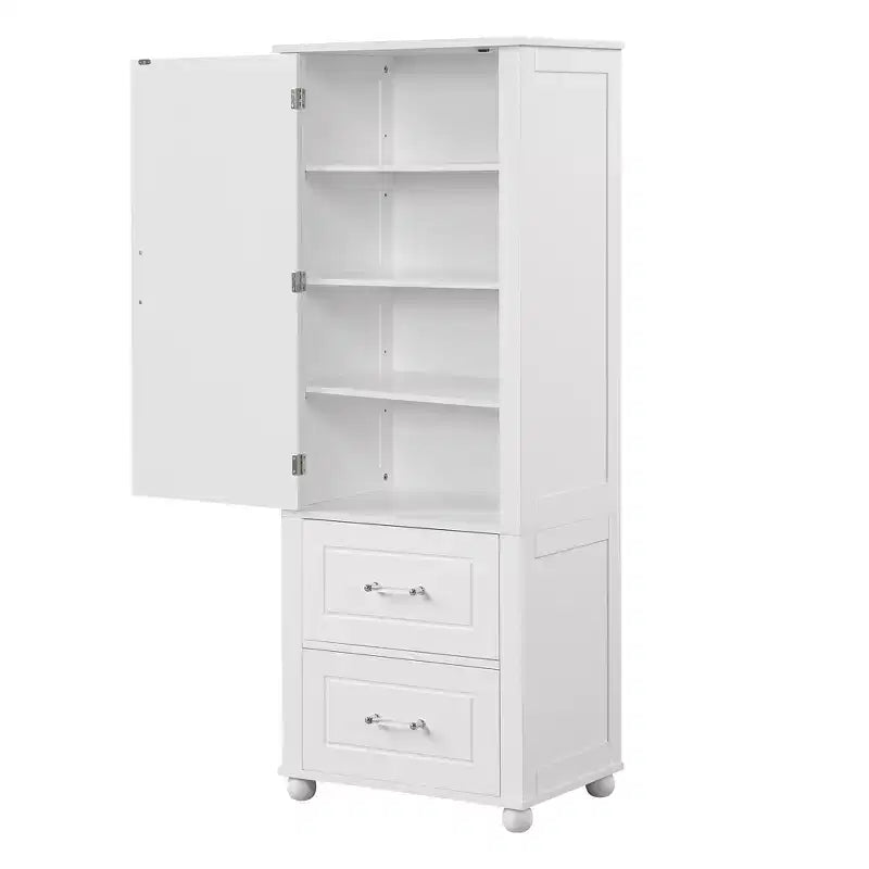 Whisen Mueble Alto de Almacenamiento para Baño, Armario Independiente con Dos Cajones y Estante Ajustable