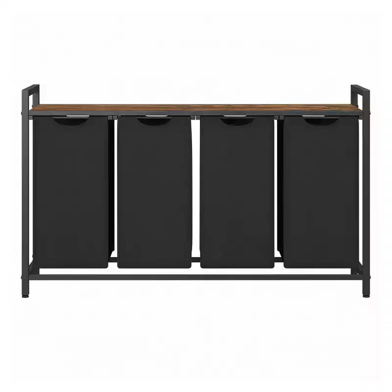 Cesto clasificador de ropa de 45.7 x 13 x 28.4 pulgadas, almacenamiento de cesta de ropa, clasificador de ropa con 4 bolsas extraíbles, estante, estructura de metal, (40L)