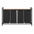 Cesto clasificador de ropa de 45.7 x 13 x 28.4 pulgadas, almacenamiento de cesta de ropa, clasificador de ropa con 4 bolsas extraíbles, estante, estructura de metal, (40L)
