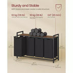 Cesto clasificador de ropa de 45.7 x 13 x 28.4 pulgadas, almacenamiento de cesta de ropa, clasificador de ropa con 4 bolsas extraíbles, estante, estructura de metal, (40L)