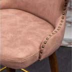 Roundhill Furniture Nevis Taburete de mostrador moderno de mediados de siglo de cuero sintético con ribete capitoné de cabeza de clavo, rosa, juego de 2