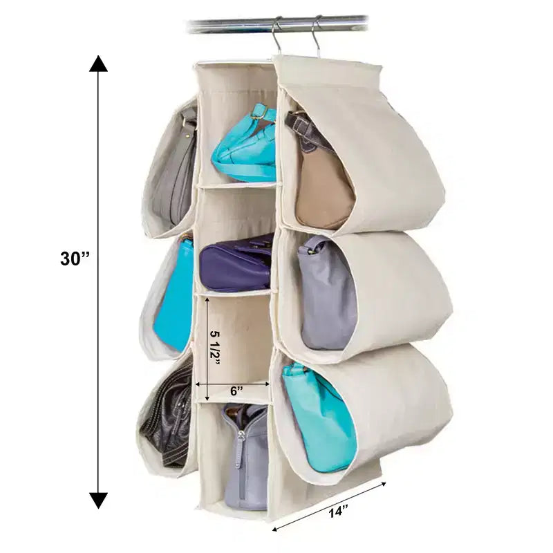 Organizador colgante de lona para bolsos