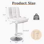 Juego de 4 taburetes de bar ajustables giratorios: taburetes de altura de mostrador de cuero PU con respaldo cuadrado y asiento acolchado (cocina/bar modernos)