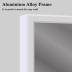 Espejo de baño moderno con marco blanco de 48x32: extragrande, de aluminio, para montar en la pared, vertical/horizontal