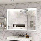 Espejo de baño LED de 60x40 extragrande: Montaje en pared, 3 modos de color, Marco de aluminio, Grande