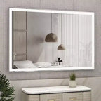 Espejo de baño LED de 60x40 extragrande: Montaje en pared, 3 modos de color, Marco de aluminio, Grande