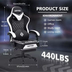 Silla ergonómica Hoffree de piel para juegos y masajes, para oficina, PC, con reposapiés y ajustable