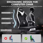 Silla ergonómica Hoffree de piel para juegos y masajes, para oficina, PC, con reposapiés y ajustable