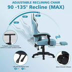Silla ergonómica Hoffree de piel para juegos y masajes, para oficina, PC, con reposapiés y ajustable