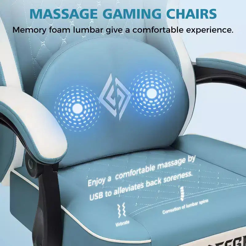 Silla ergonómica Hoffree de piel para juegos y masajes, para oficina, PC, con reposapiés y ajustable