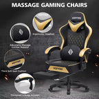 Silla ergonómica Hoffree de piel para juegos y masajes, para oficina, PC, con reposapiés y ajustable